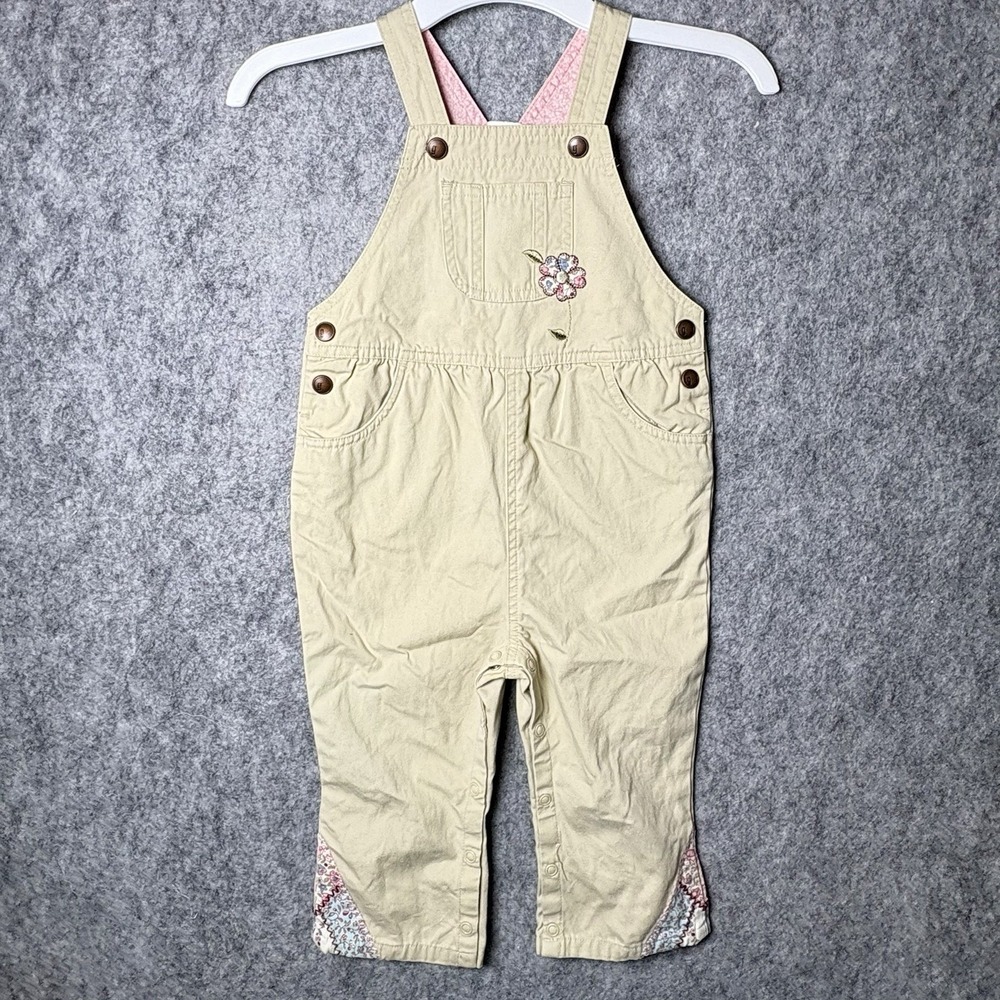 Gymboree Overalls Y2K VTG Girls Sz 18-24 Mo Patchwork Floral Embroidered